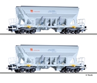 Güterwagenset der hvle, bestehend aus zwei Selbstentladewagen Faccn