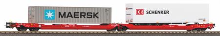 T3000e DB AG VI, beladen mit 1x Container 40`Maersk und 1x Trailer PNO