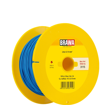 Litze 0,14mm² 100m Spule bl