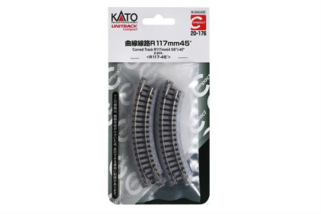 N 117mm (4 5/8") Radius 45º Curve Track [4pcs]