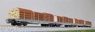 RhB Flat Car R-w with Logs 4-Car-Set