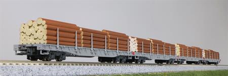 RhB Flat Car R-w with Logs 4-Car-Set