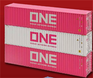 Set 3-pcs. Container 40 ft HC “ONE”, two red and one white C.